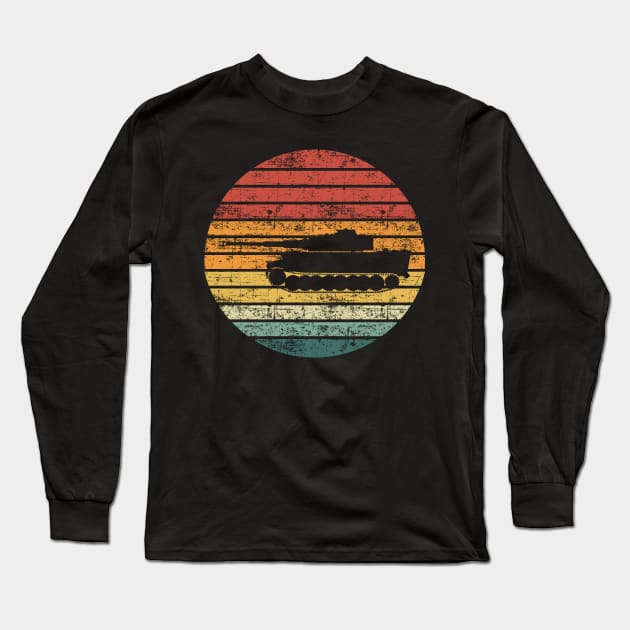 vintage sundown Distressed Panzer VI Tiger 1 German WW2 Tank Long Sleeve T-Shirt by Guntah